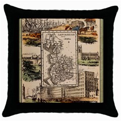 Antique Map Railway Lines Railway Train Char Throw Pillow Case (black) by Wegoenart