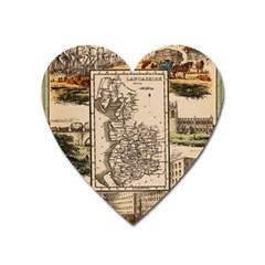 Antique Map Railway Lines Railway Train Char Heart Magnet by Wegoenart