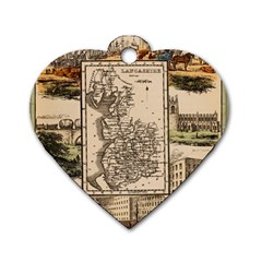 Antique Map Railway Lines Railway Train Char Dog Tag Heart (one Side) by Wegoenart