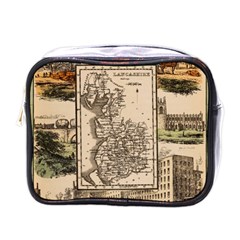 Antique Map Railway Lines Railway Train Char Mini Toiletries Bag (one Side) by Wegoenart