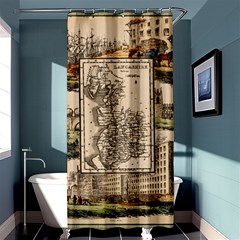 Antique Map Railway Lines Railway Train Char Shower Curtain 36  X 72  (stall)  by Wegoenart