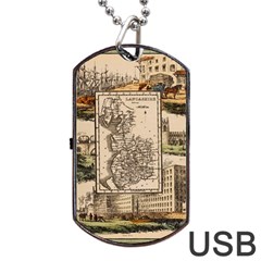 Antique Map Railway Lines Railway Train Char Dog Tag Usb Flash (two Sides) by Wegoenart