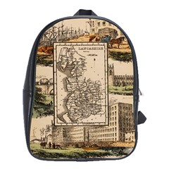 Antique Map Railway Lines Railway Train Char School Bag (xl) by Wegoenart