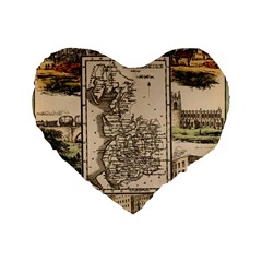 Antique Map Railway Lines Railway Train Char Standard 16  Premium Heart Shape Cushions by Wegoenart