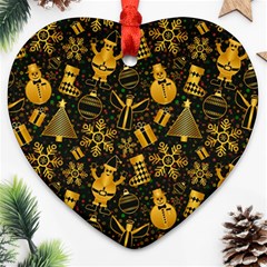 Christmas Background Seamless Pattern Patterns Ornament (heart) by Wegoenart