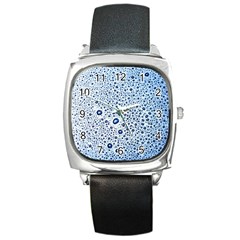 Drop Water Background Macro Splash Rain Drink Square Metal Watch by Wegoenart