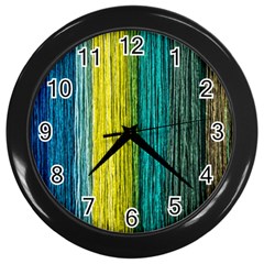 Line Rope Fiber Close Up Multicoloured Background Wall Clock (black)