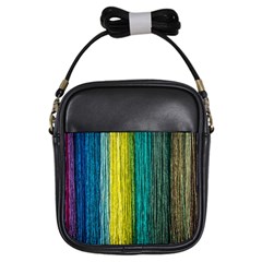 Line Rope Fiber Close Up Multicoloured Background Girls Sling Bag by Wegoenart