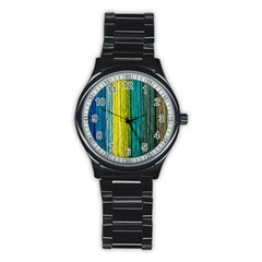 Line Rope Fiber Close Up Multicoloured Background Stainless Steel Round Watch by Wegoenart