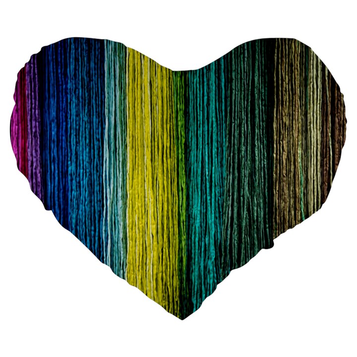 Line Rope Fiber Close Up Multicoloured Background Large 19  Premium Flano Heart Shape Cushions