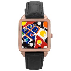 Pattern And Decoration Revisited At The East Side Galleries Rose Gold Leather Watch  by Wegoenart