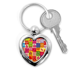 Multicolored Gift Wrap Decor Love Colorful Hearts I Love You Key Chain (heart) by Wegoenart