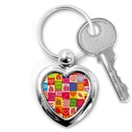 Multicolored Gift Wrap Decor Love Colorful Hearts I Love You Key Chain (Heart) Front