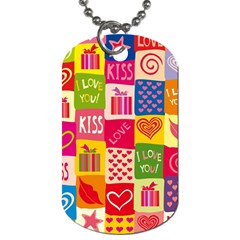 Multicolored Gift Wrap Decor Love Colorful Hearts I Love You Dog Tag (two Sides) by Wegoenart