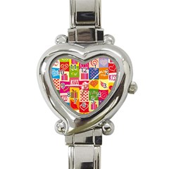 Multicolored Gift Wrap Decor Love Colorful Hearts I Love You Heart Italian Charm Watch by Wegoenart