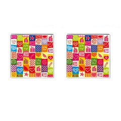 Multicolored Gift Wrap Decor Love Colorful Hearts I Love You Cufflinks (square) by Wegoenart