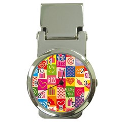 Multicolored Gift Wrap Decor Love Colorful Hearts I Love You Money Clip Watches by Wegoenart