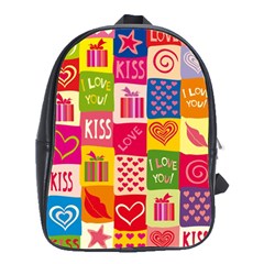 Multicolored Gift Wrap Decor Love Colorful Hearts I Love You School Bag (large) by Wegoenart