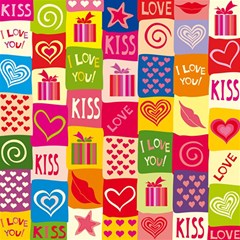 Multicolored Gift Wrap Decor Love Colorful Hearts I Love You Play Mat (square) by Wegoenart