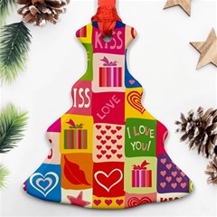 Multicolored Gift Wrap Decor Love Colorful Hearts I Love You Ornament (christmas Tree)  by Wegoenart