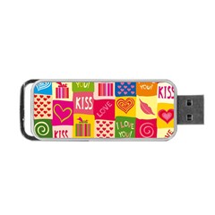 Multicolored Gift Wrap Decor Love Colorful Hearts I Love You Portable Usb Flash (two Sides) by Wegoenart