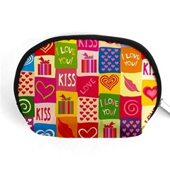 Multicolored Gift Wrap Decor Love Colorful Hearts I Love You Accessory Pouch (medium) by Wegoenart