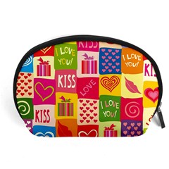 Multicolored Gift Wrap Decor Love Colorful Hearts I Love You Accessory Pouch (large) by Wegoenart