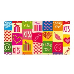 Multicolored Gift Wrap Decor Love Colorful Hearts I Love You Satin Wrap 35  X 70  by Wegoenart