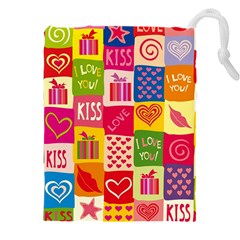 Multicolored Gift Wrap Decor Love Colorful Hearts I Love You Drawstring Pouch (4xl) by Wegoenart