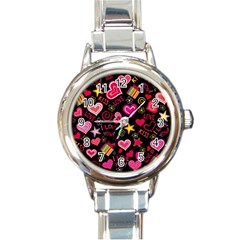 Multicolored Wallpaper, Love Vector Hearts Background Romantic Round Italian Charm Watch by Wegoenart