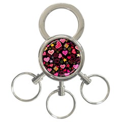 Multicolored Wallpaper, Love Vector Hearts Background Romantic 3-ring Key Chain by Wegoenart