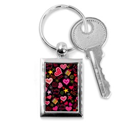 Multicolored Wallpaper, Love Vector Hearts Background Romantic Key Chain (rectangle) by Wegoenart