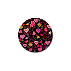 Multicolored Wallpaper, Love Vector Hearts Background Romantic Golf Ball Marker (10 Pack) by Wegoenart