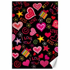 Multicolored Wallpaper, Love Vector Hearts Background Romantic Canvas 12  X 18 