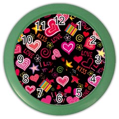 Multicolored Wallpaper, Love Vector Hearts Background Romantic Color Wall Clock by Wegoenart