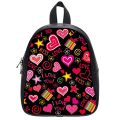 Multicolored Wallpaper, Love Vector Hearts Background Romantic School Bag (small) by Wegoenart