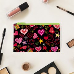 Multicolored Wallpaper, Love Vector Hearts Background Romantic Cosmetic Bag (xs) by Wegoenart