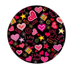 Multicolored Wallpaper, Love Vector Hearts Background Romantic Mini Round Pill Box by Wegoenart