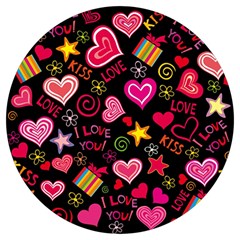 Multicolored Wallpaper, Love Vector Hearts Background Romantic Round Trivet by Wegoenart