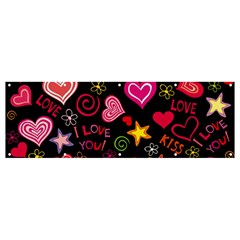 Multicolored Wallpaper, Love Vector Hearts Background Romantic Banner And Sign 12  X 4  by Wegoenart