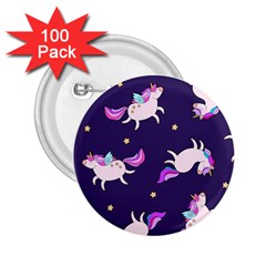 Fantasy Fat Unicorn Horse-pattern Fabric Design 2 25  Buttons (100 Pack)  by Wegoenart