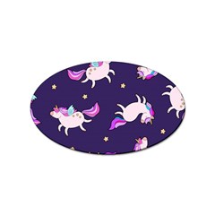 Fantasy Fat Unicorn Horse-pattern Fabric Design Sticker (oval)