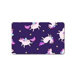 Fantasy Fat Unicorn Horse-pattern Fabric Design Magnet (Name Card) Front