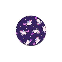 Fantasy Fat Unicorn Horse-pattern Fabric Design Golf Ball Marker by Wegoenart