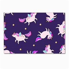 Fantasy Fat Unicorn Horse-pattern Fabric Design Postcard 4 x 6  (pkg Of 10) by Wegoenart