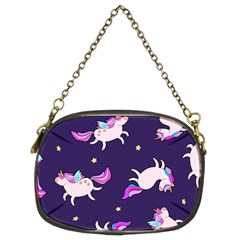 Fantasy Fat Unicorn Horse-pattern Fabric Design Chain Purse (two Sides) by Wegoenart