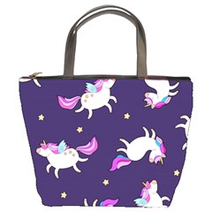 Fantasy Fat Unicorn Horse-pattern Fabric Design Bucket Bag by Wegoenart