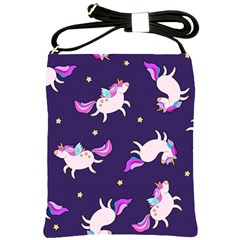 Fantasy Fat Unicorn Horse-pattern Fabric Design Shoulder Sling Bag by Wegoenart