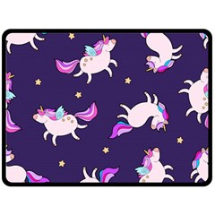 Fantasy Fat Unicorn Horse-pattern Fabric Design Fleece Blanket (large)  by Wegoenart