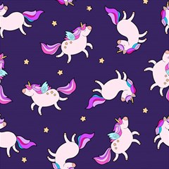 Fantasy Fat Unicorn Horse-pattern Fabric Design Play Mat (square) by Wegoenart